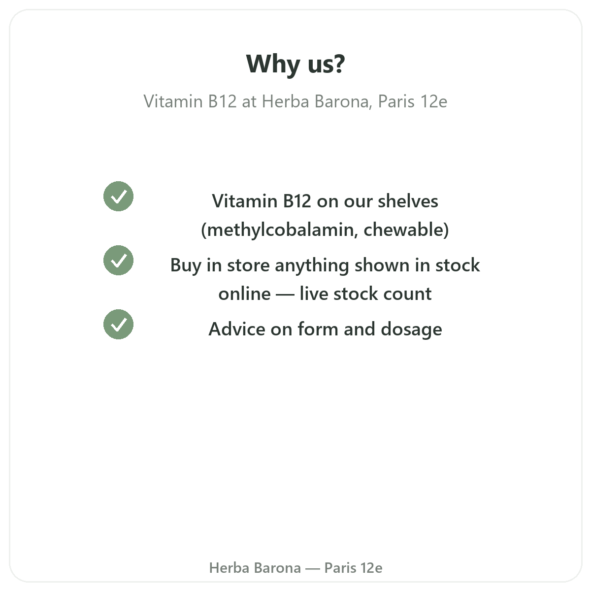Why buy Vitamin B12 in Paris at Herba Barona Paris 12e