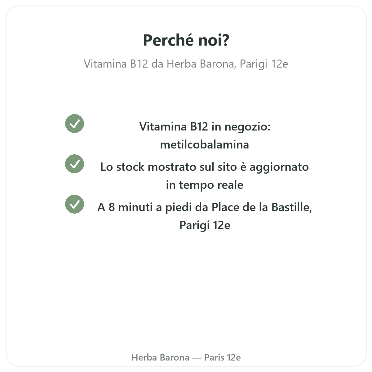 Perché acquistare Vitamina B12 a Parigi da Herba Barona Parigi 12e