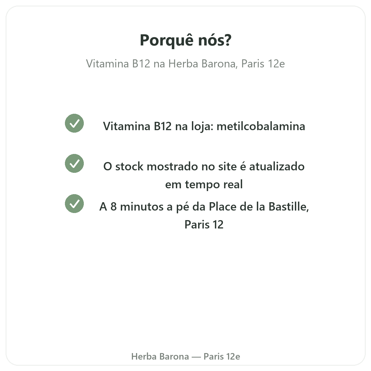 Porque comprar Vitamina B12 em Paris na Herba Barona Paris 12e