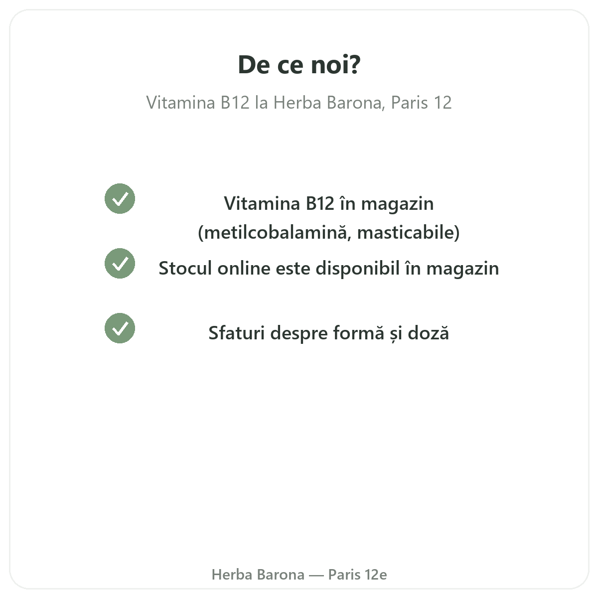 De ce să cumpărați Vitamina B12 la Herba Barona Paris arondismentul 12