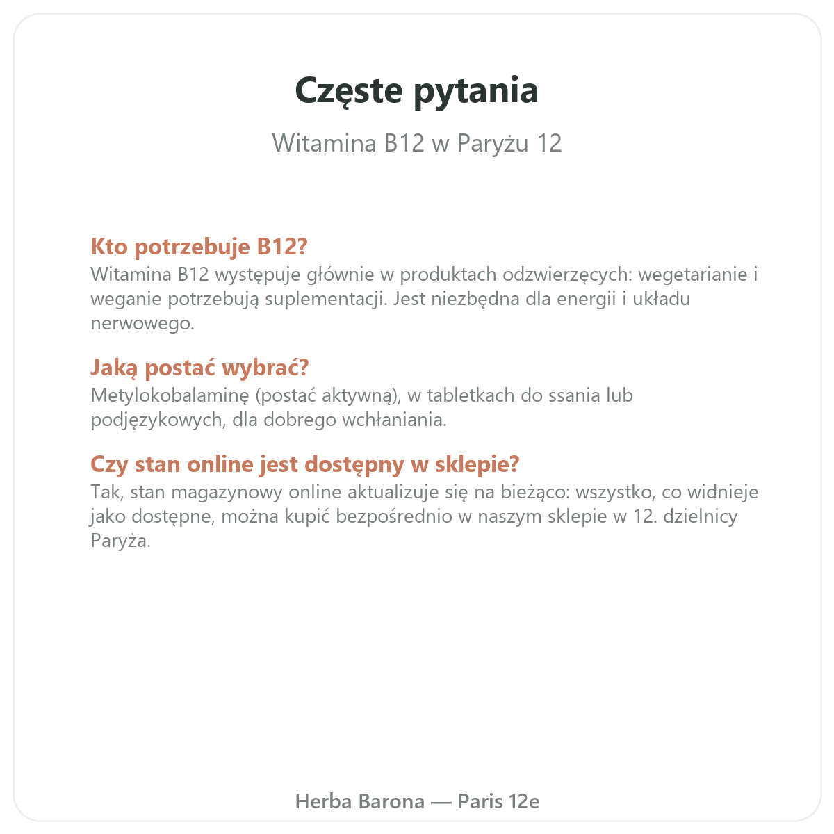 Najczęstsze pytania o wysyłkę witaminy B12 do Polski - Herba Barona