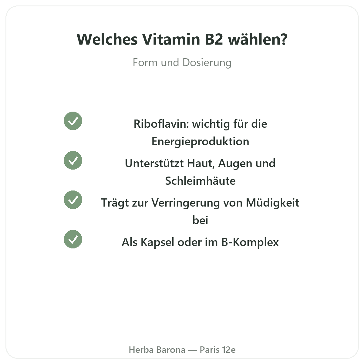 Vitamin B2 Paris – Qualitätsversprechen bei Herba Barona Paris 12e