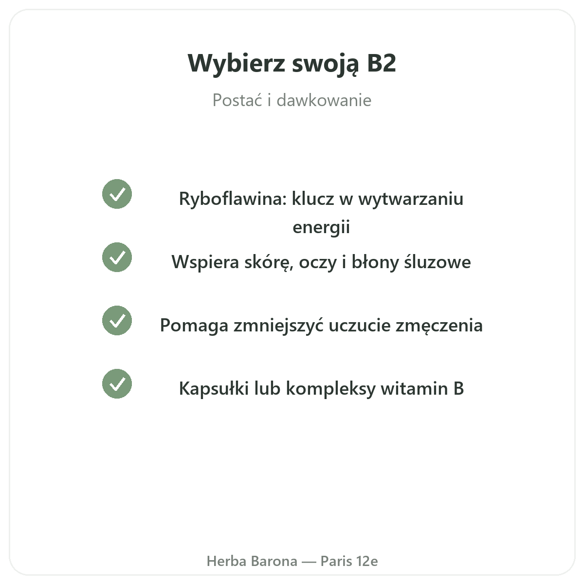 Witamina B2 Paryż - zobowiązania jakościowe w Herba Barona Paris 12e