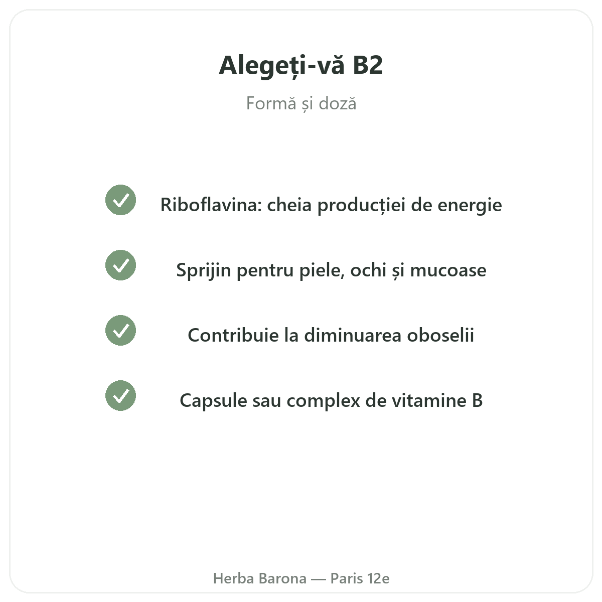 Vitamina B2 Paris - angajamente de calitate la Herba Barona Paris, arondismentul 12