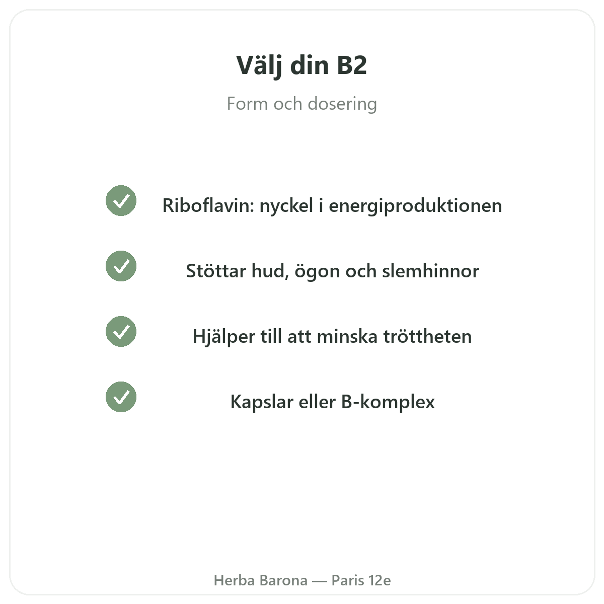 Vitamin B2 Paris Paris – kvalitetsåtaganden hos Herba Barona Paris 12e