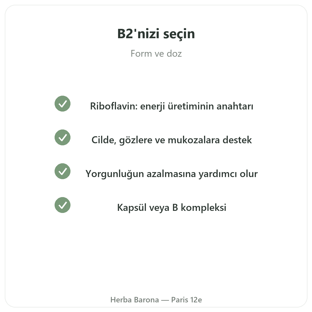 Vitamin B2 Herba Barona Paris kalite taahhütleri