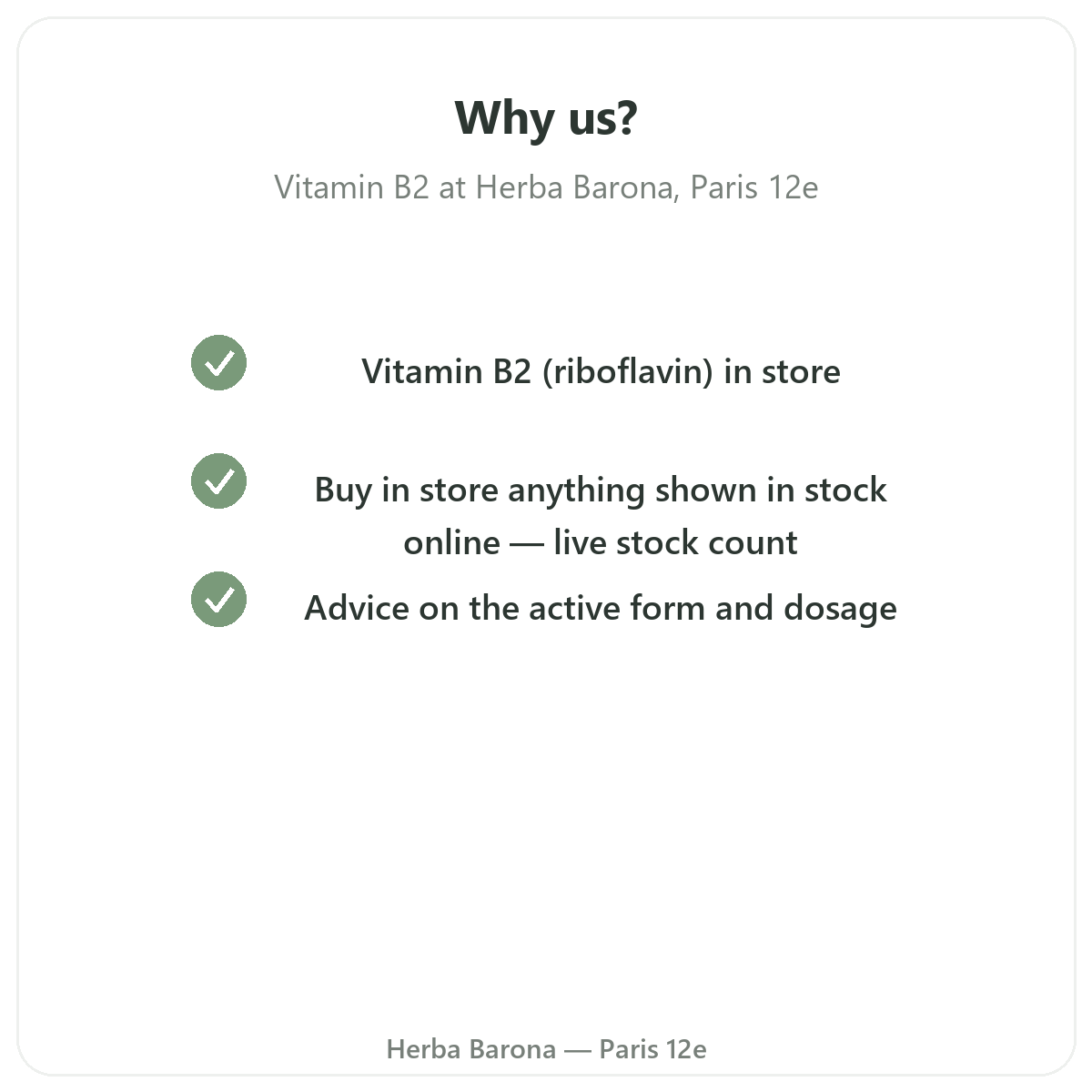 Why buy Vitamin B2 in Paris at Herba Barona Paris 12th