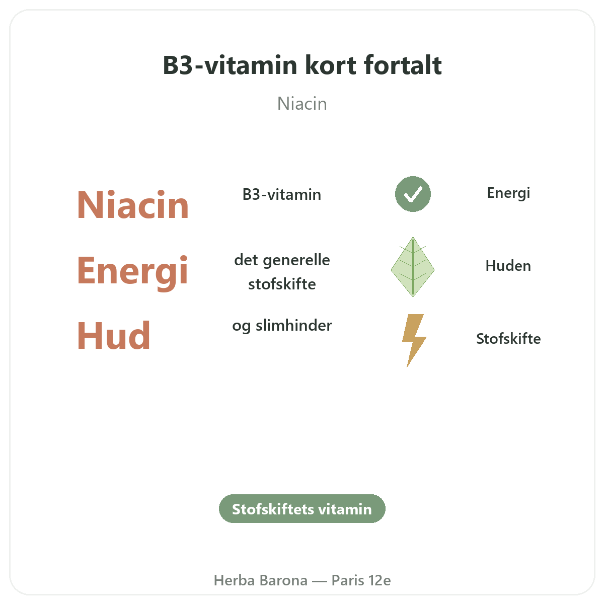Vitamin B3 Paris Paris i korte træk - nøgletal hos Herba Barona Paris 12