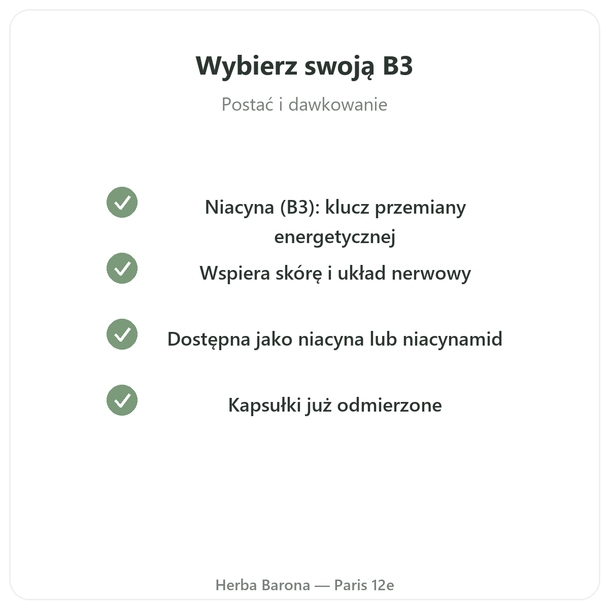 Witamina B3 - zobowiązania jakościowe w Herba Barona - wysyłka do Polski