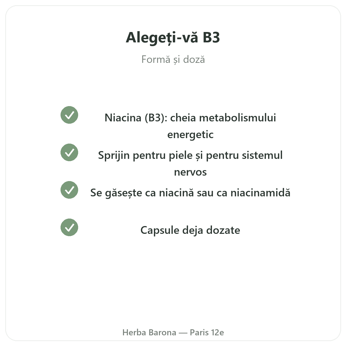 Vitamina B3 Paris - angajamente de calitate la Herba Barona Paris, arondismentul 12