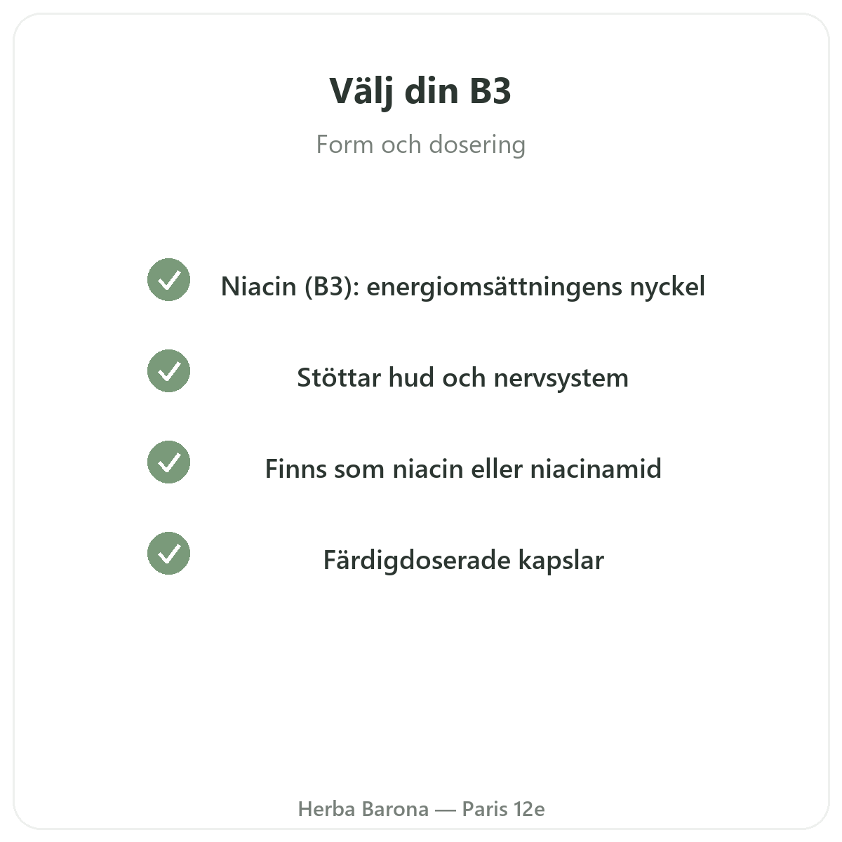 Vitamin B3 Paris Paris – kvalitetsåtaganden hos Herba Barona Paris 12e