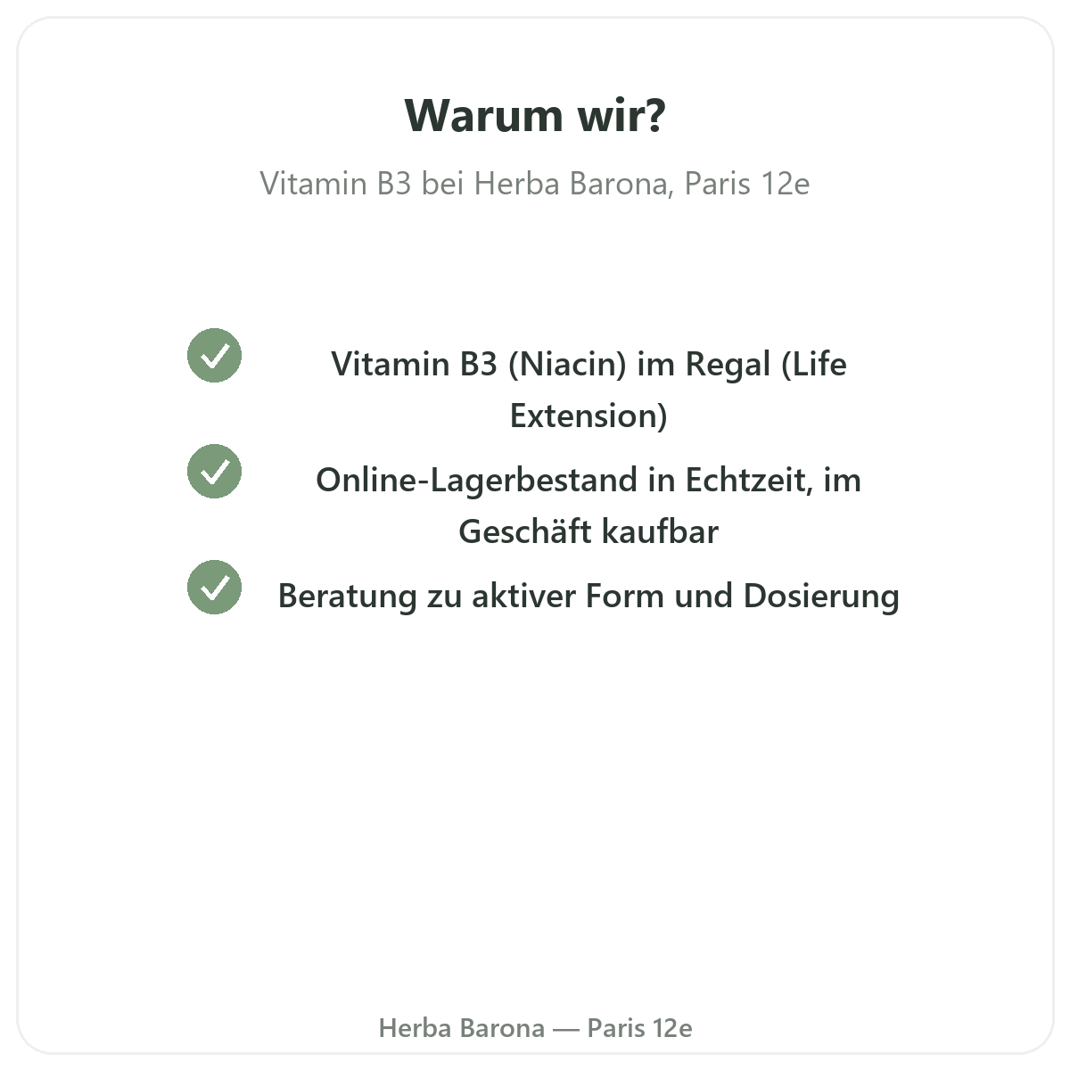 Warum Vitamin B3 Paris bei Herba Barona Paris 12e kaufen