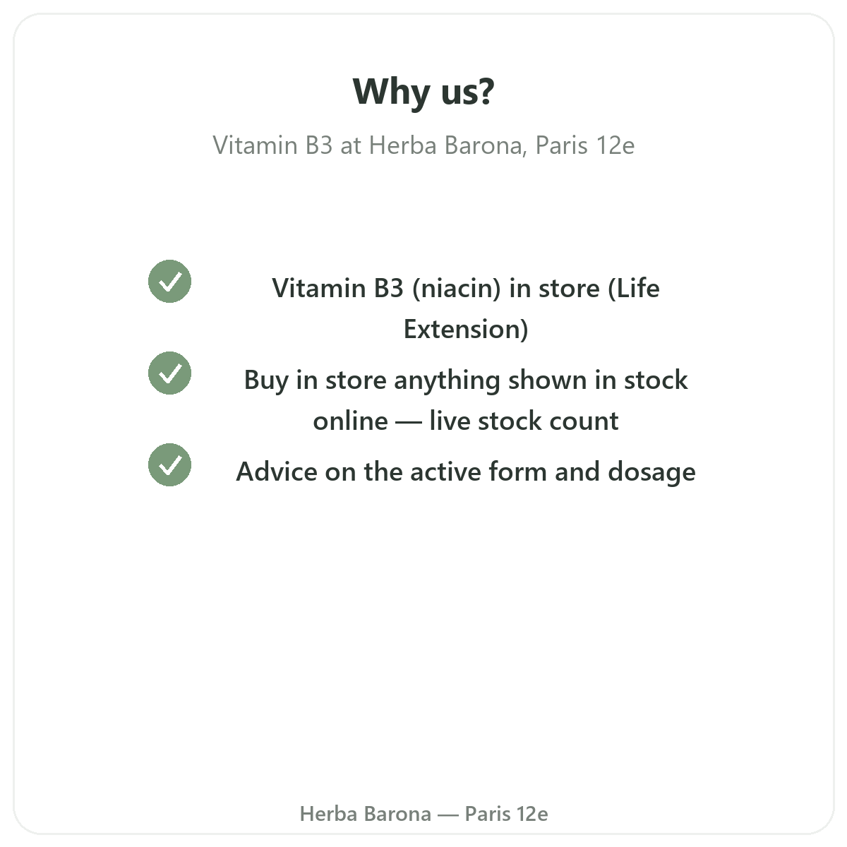 Why buy Vitamin B3 in Paris at Herba Barona Paris 12th