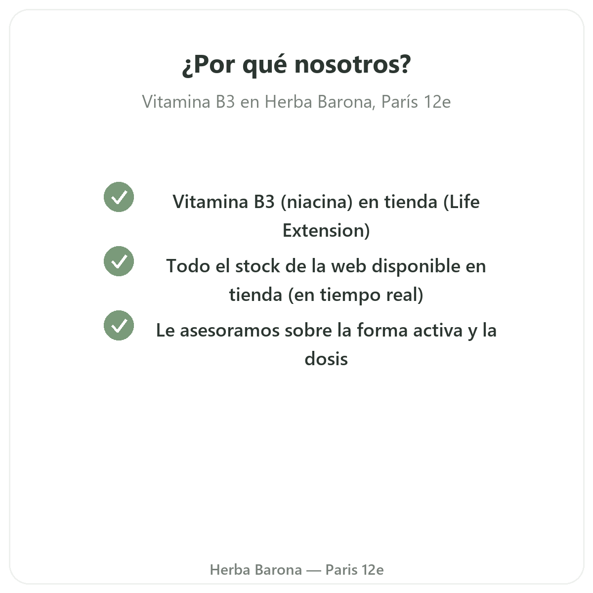Por qué comprar Vitamina B3 en París en Herba Barona París 12e