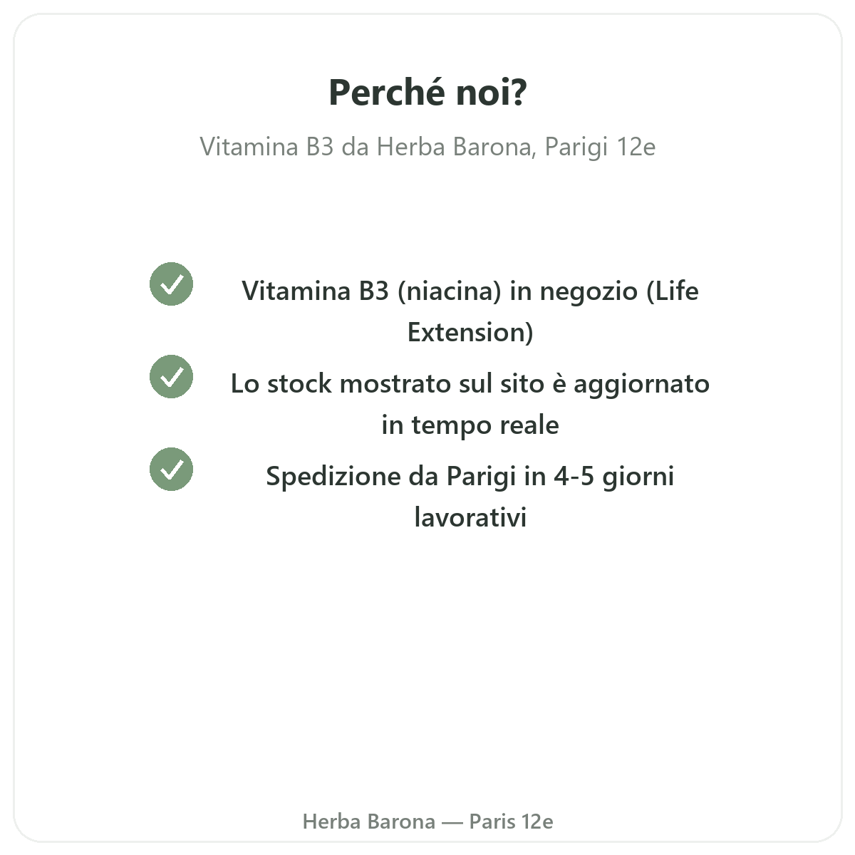 Perché acquistare Vitamina B3 Parigi a Parigi da Herba Barona Parigi 12e