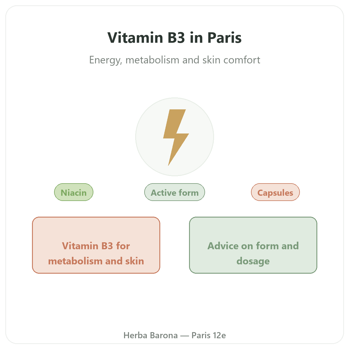 Vitamin B3 in Paris - brand overview at Herba Barona Paris 12th