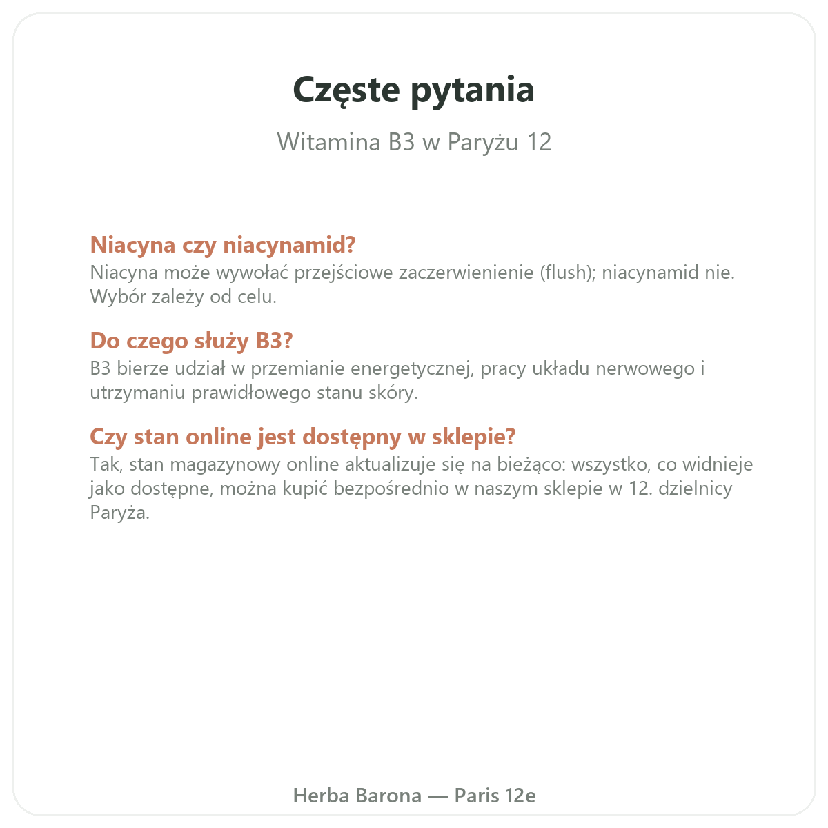 Najczęstsze pytania o Witaminę B3 w Polsce - Herba Barona - wysyłka do Polski