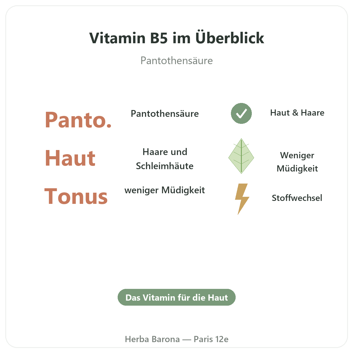 Vitamin B5 Paris auf einen Blick - wichtige Zahlen bei Herba Barona Paris 12e