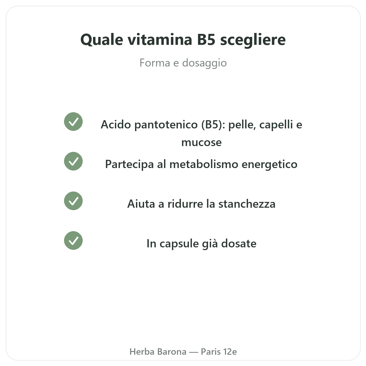 Vitamina B5 Parigi Parigi - impegni di qualità da Herba Barona Parigi 12e