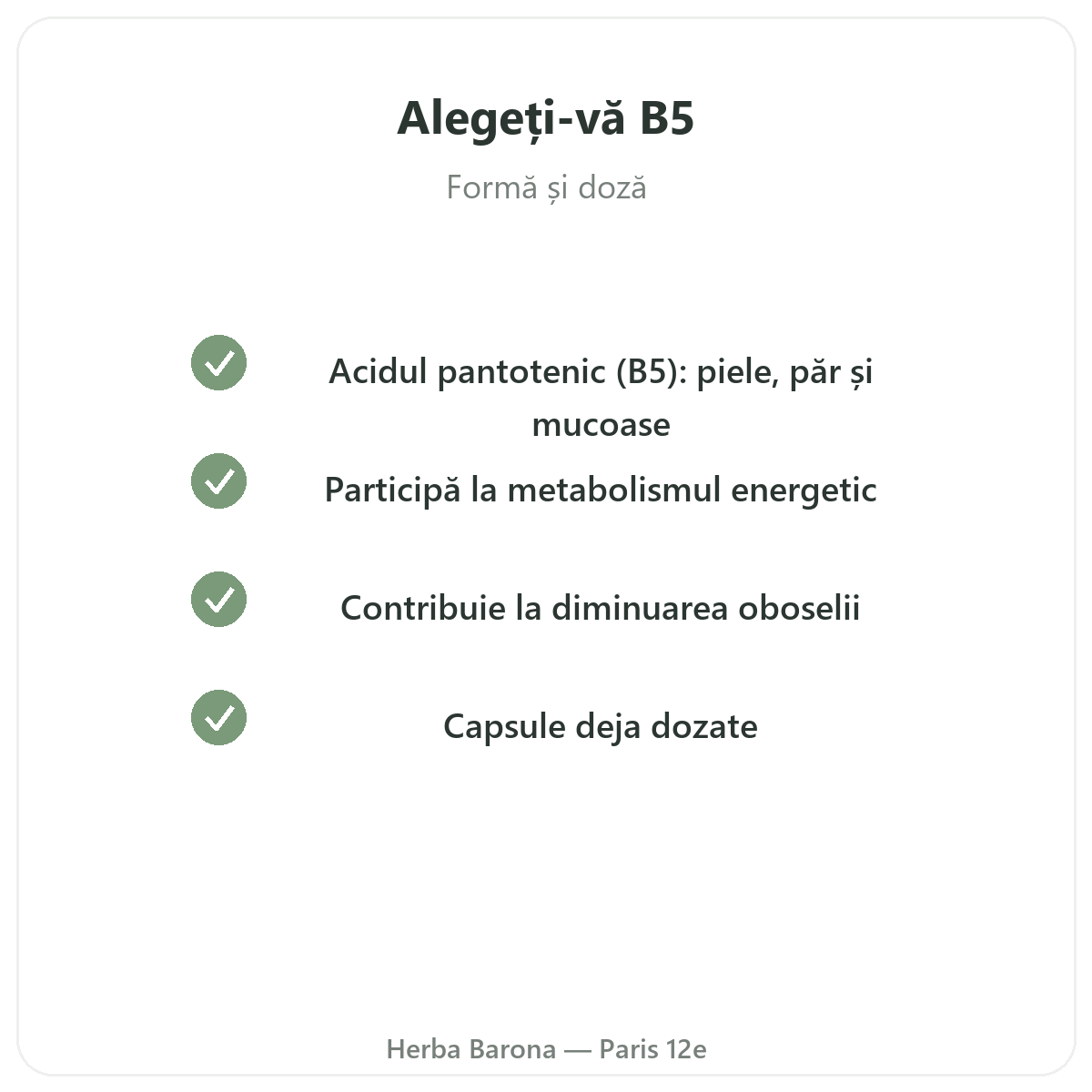 Vitamina B5 Paris - angajamente de calitate la Herba Barona Paris, arondismentul 12