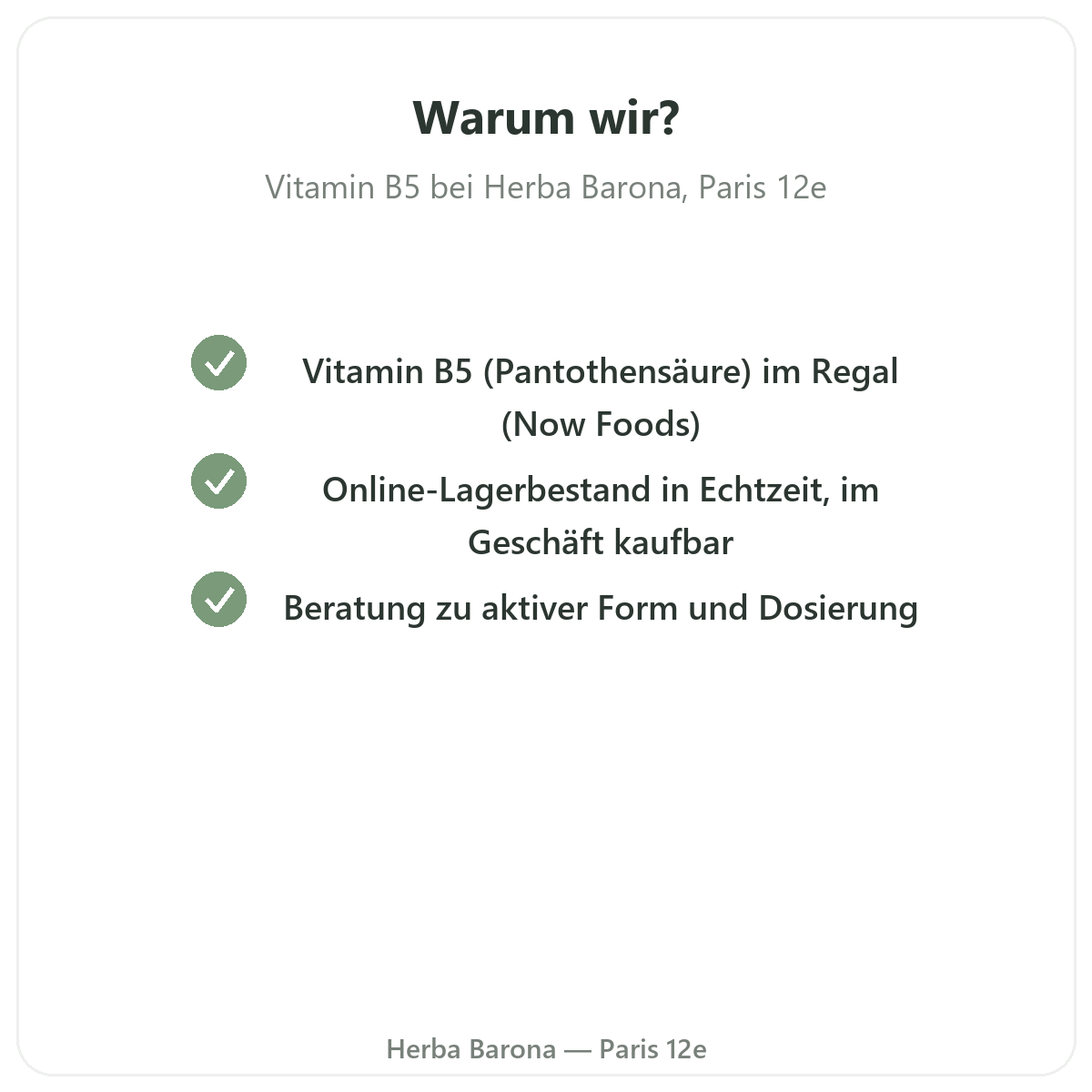 Warum Vitamin B5 Paris bei Herba Barona in Paris 12e kaufen