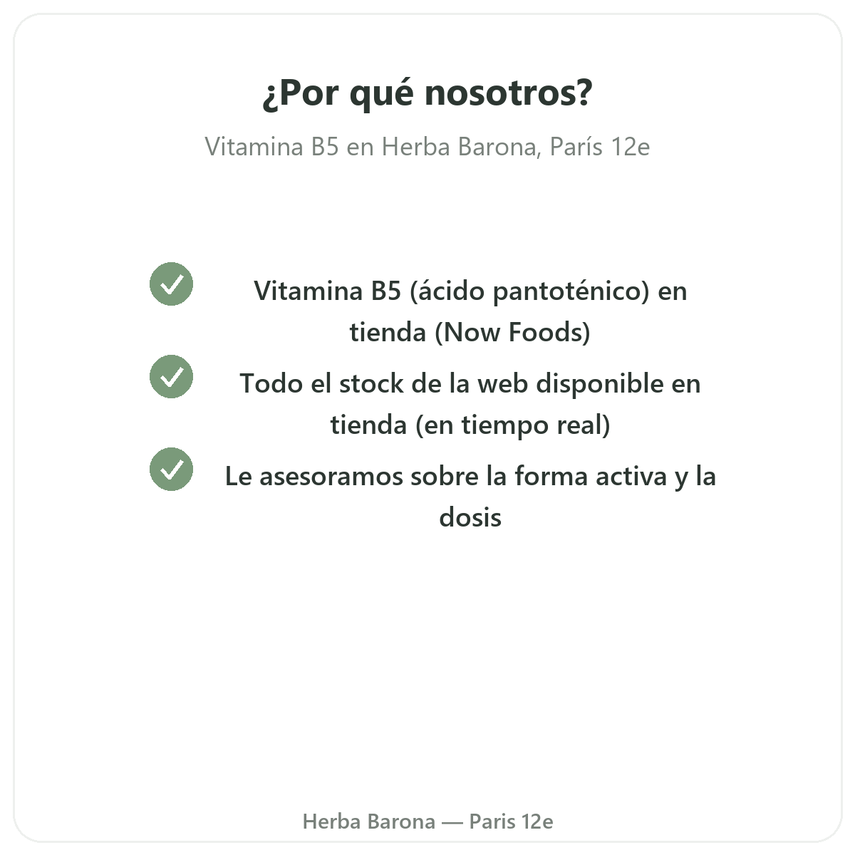 Por qué comprar Vitamina B5 en París en Herba Barona París 12e