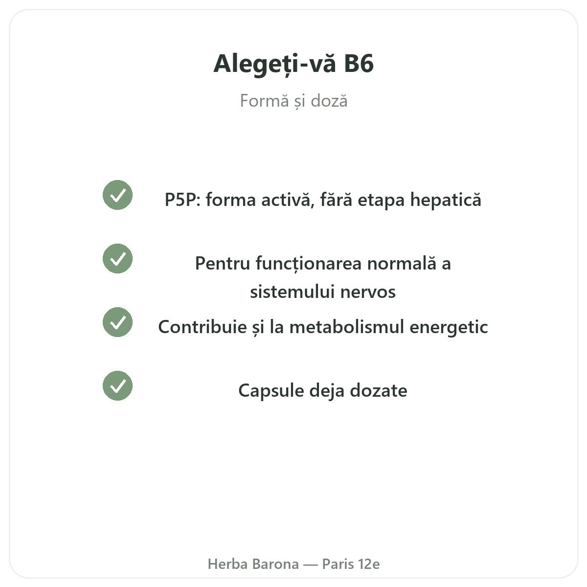 Vitamina B6 Paris - angajamente de calitate la Herba Barona Paris, arondismentul 12