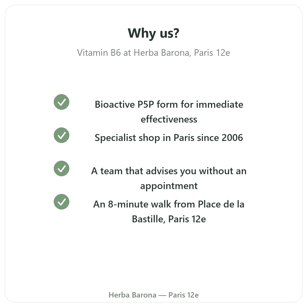 Why buy Vitamin B6 in Paris at Herba Barona Paris 12th