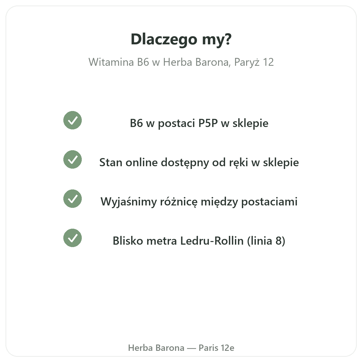 Dlaczego kupować Witaminę B6 w Paryżu w Herba Barona Paris 12e