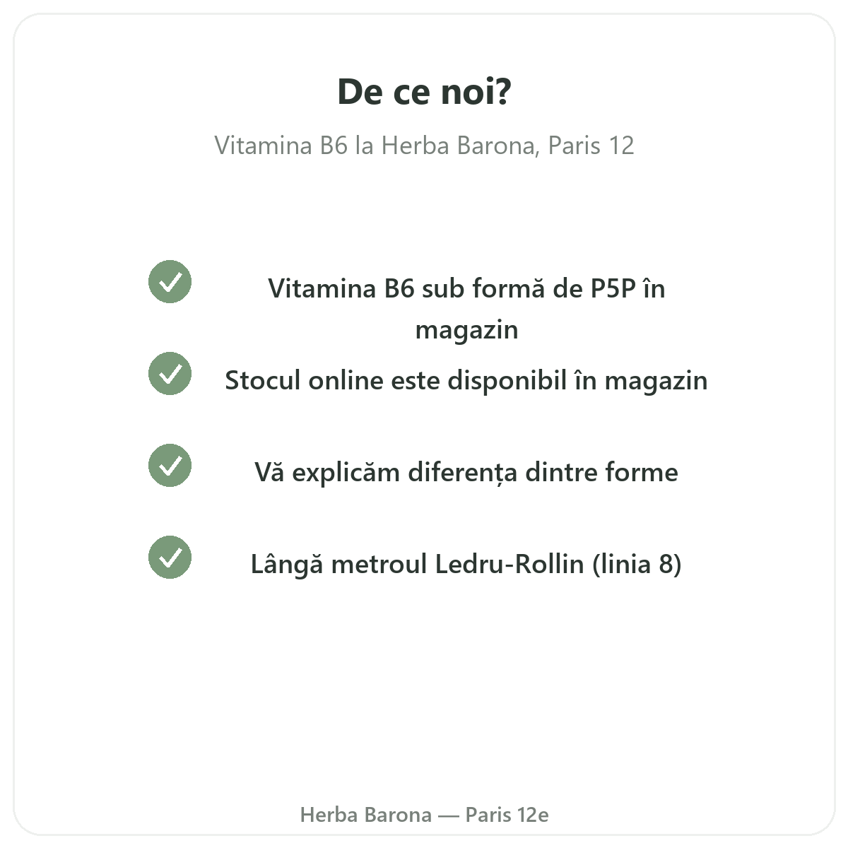 De ce să cumpărați Vitamina B6 Paris de la Paris, la Herba Barona Paris, arondismentul 12