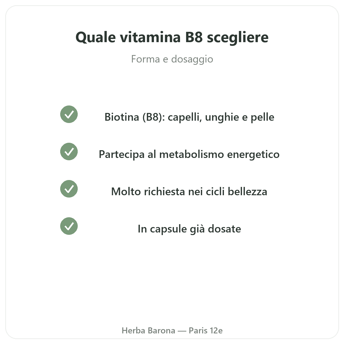 Vitamine B8 Paris Paris - engagements qualite chez Herba Barona Paris 12e
