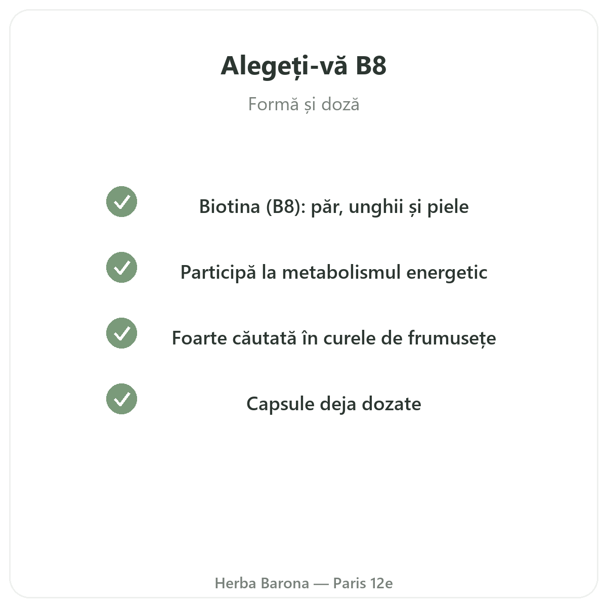 Vitamina B8 Paris - angajamente de calitate la Herba Barona Paris, arondismentul 12