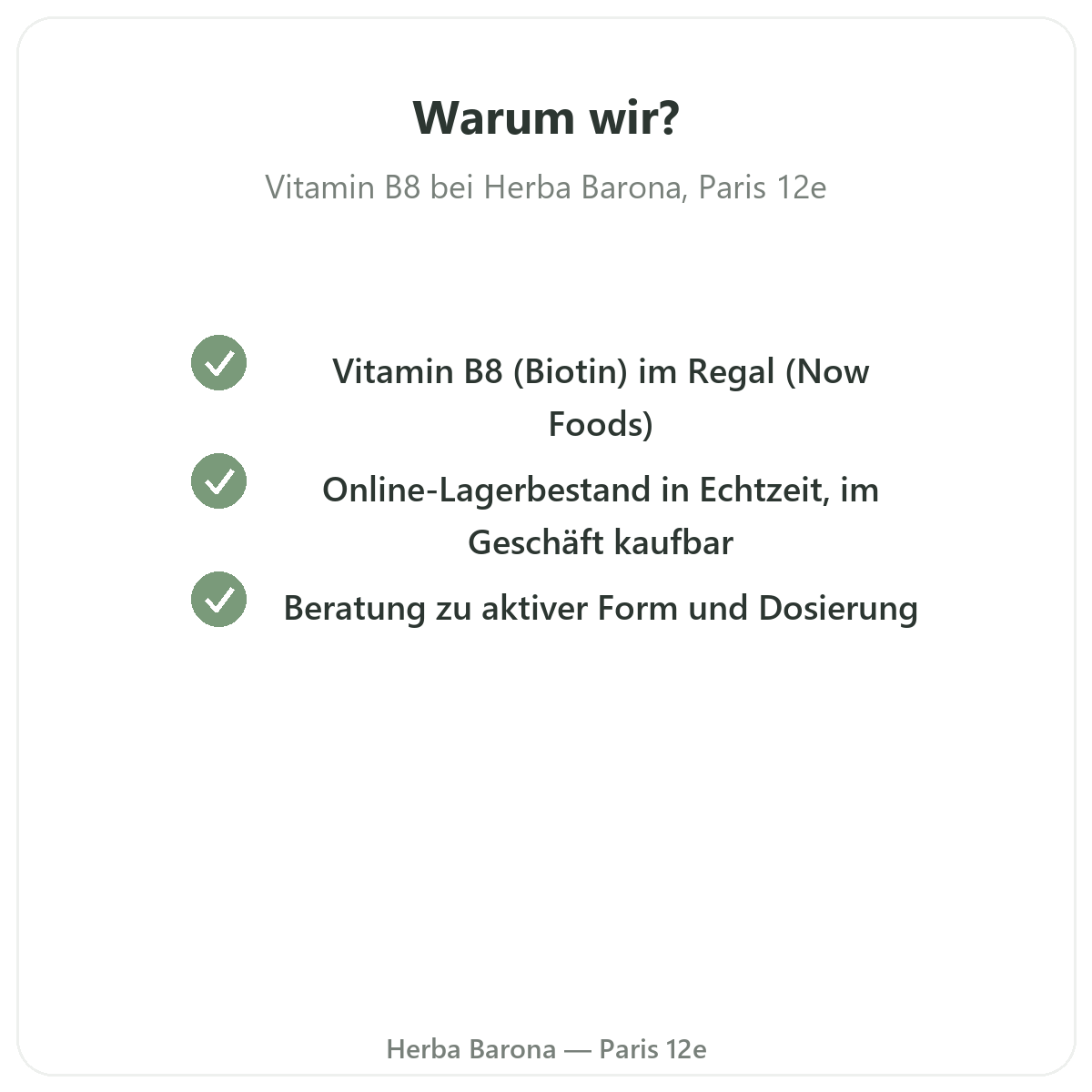 Warum Vitamin B8 Paris bei Herba Barona in Paris 12e kaufen