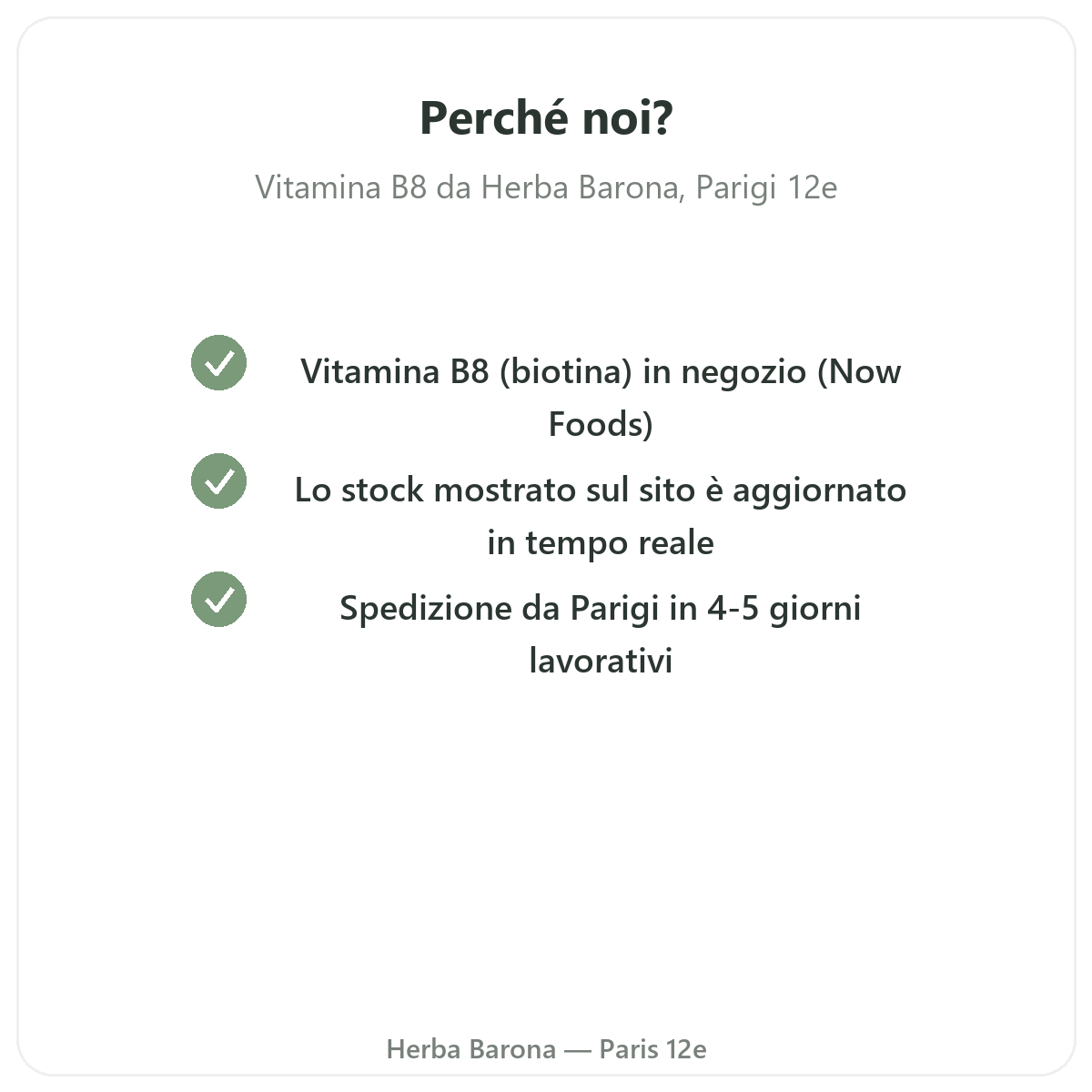 Pourquoi acheter Vitamine B8 Paris a Paris chez Herba Barona Paris 12e