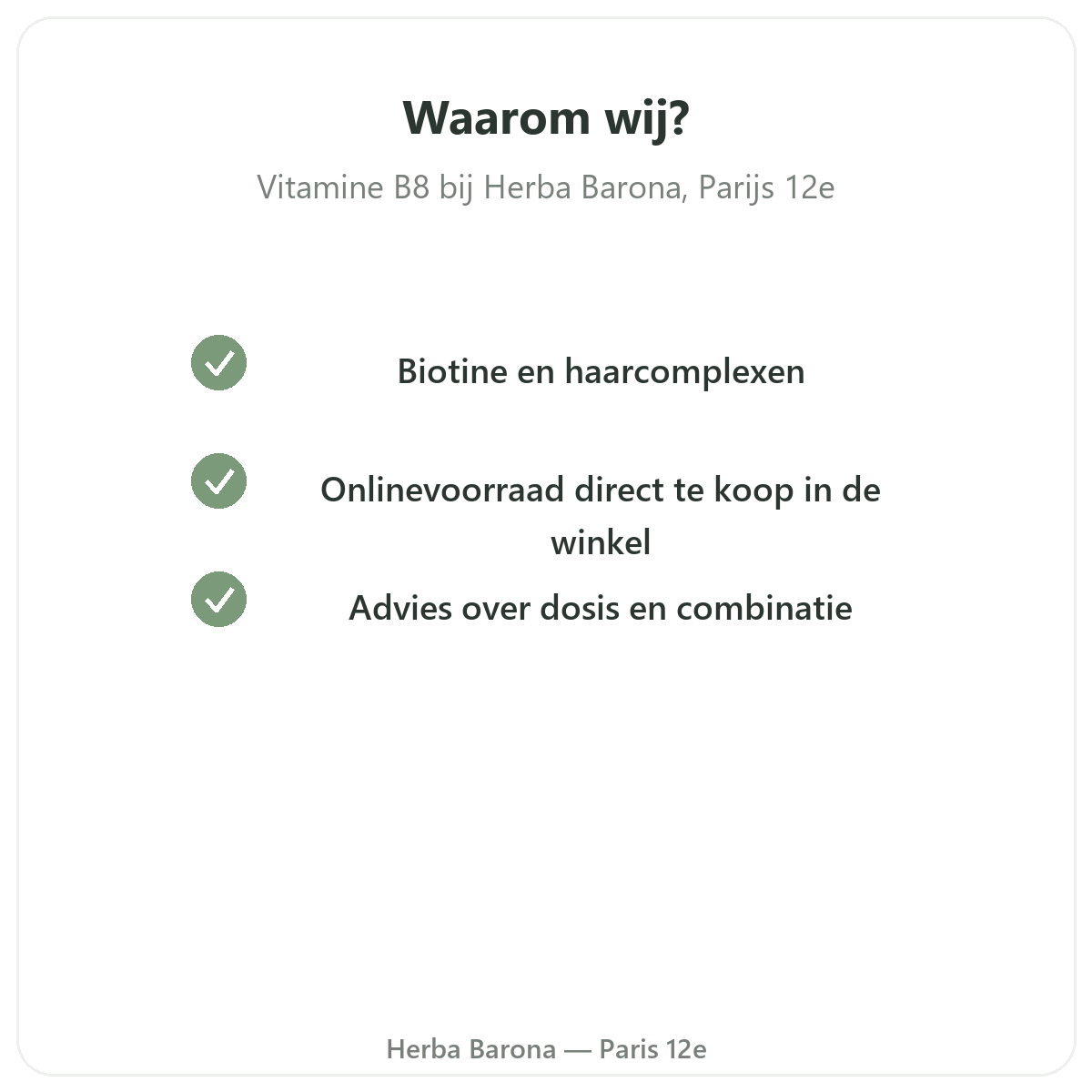 Waarom Vitamine B8 kopen in Parijs bij Herba Barona Parijs