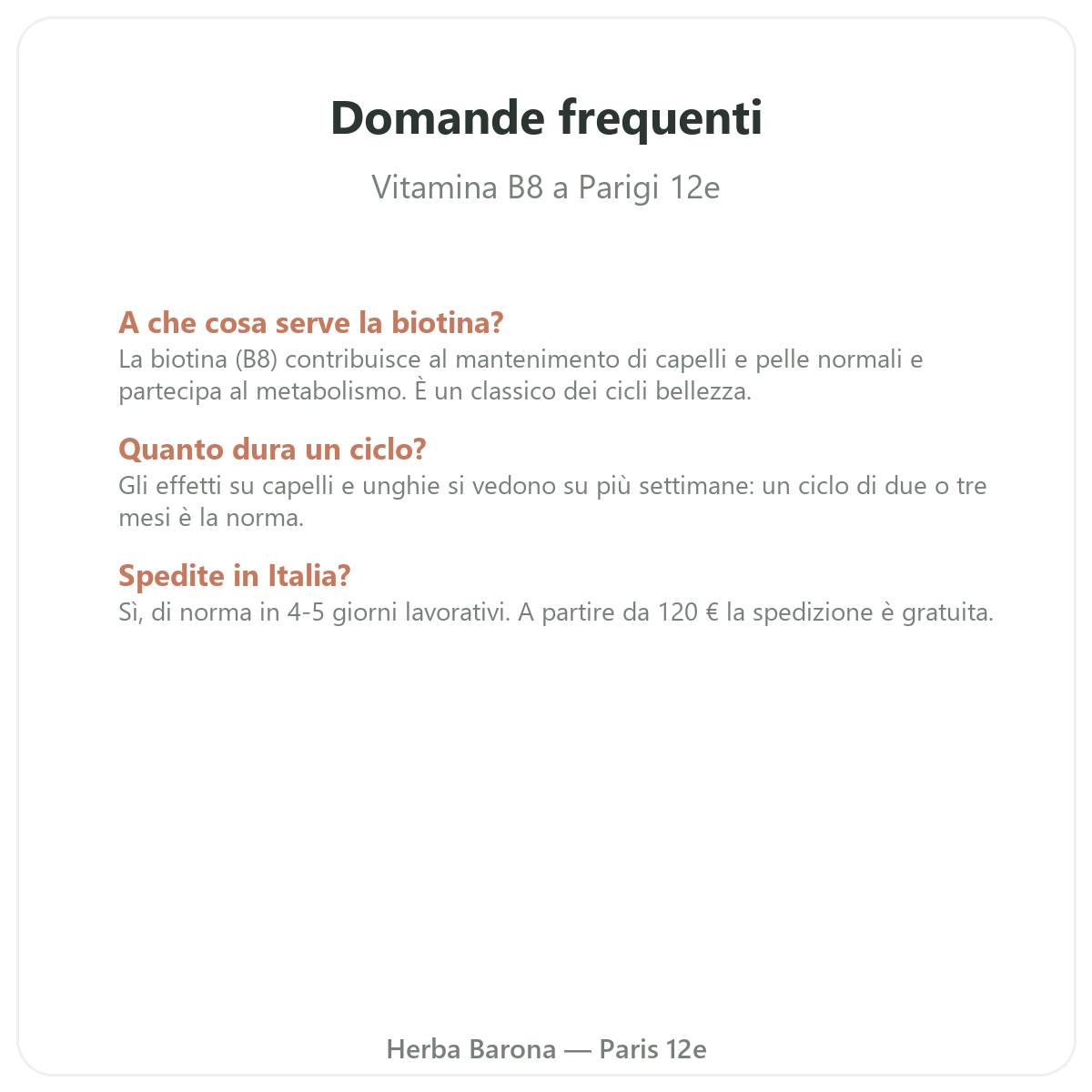 Questions frequentes Vitamine B8 Paris a Paris - Herba Barona Paris 12e