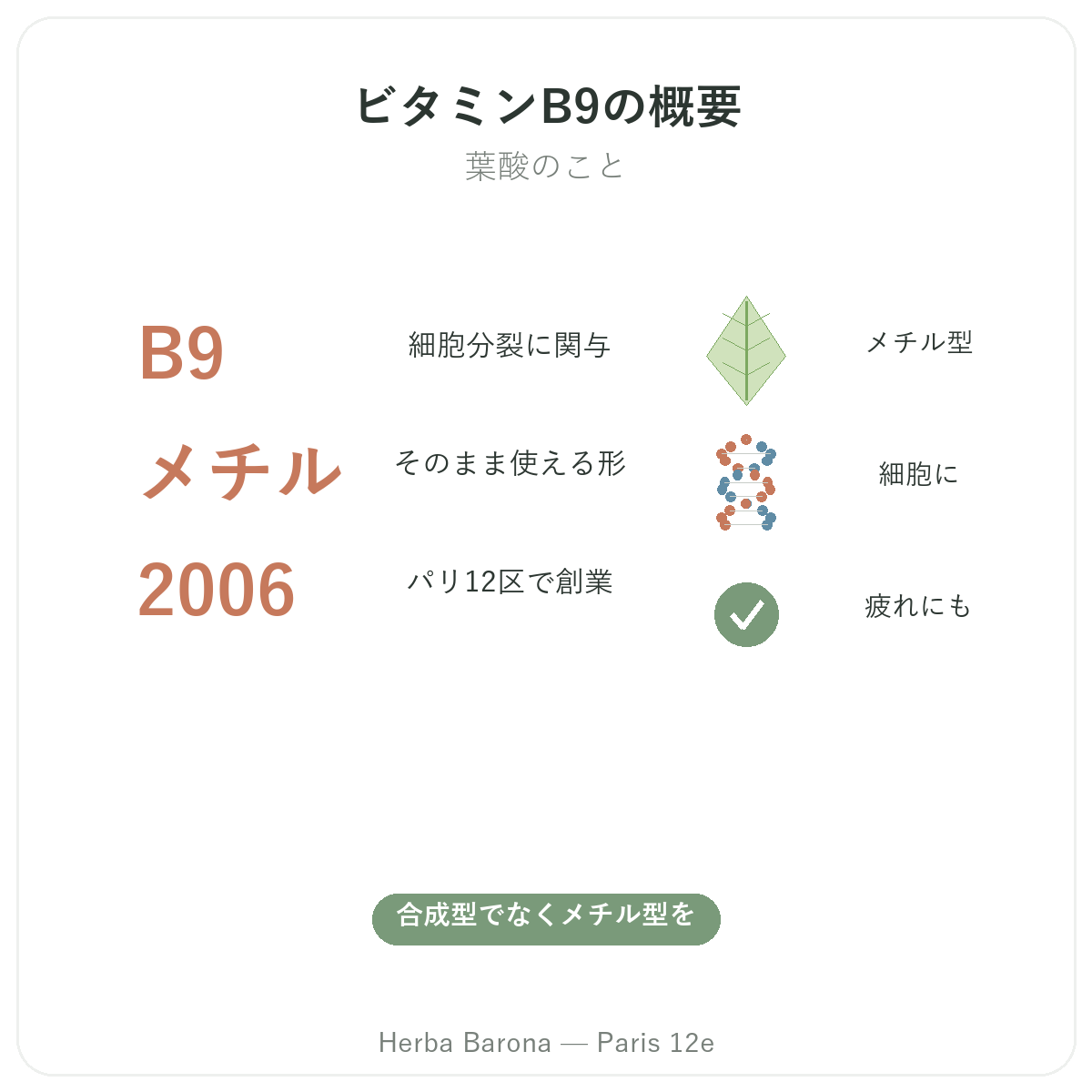 ビタミンB9 パリ 概要 - Herba Baronaパリ12区での主要データ