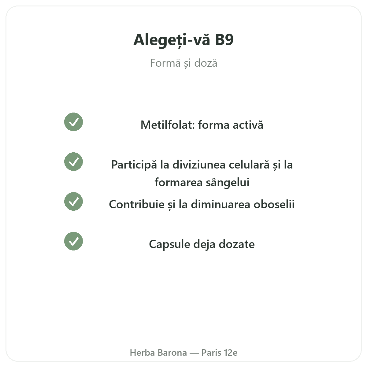 Vitamina B9 Paris - angajamente de calitate la Herba Barona Paris, arondismentul 12