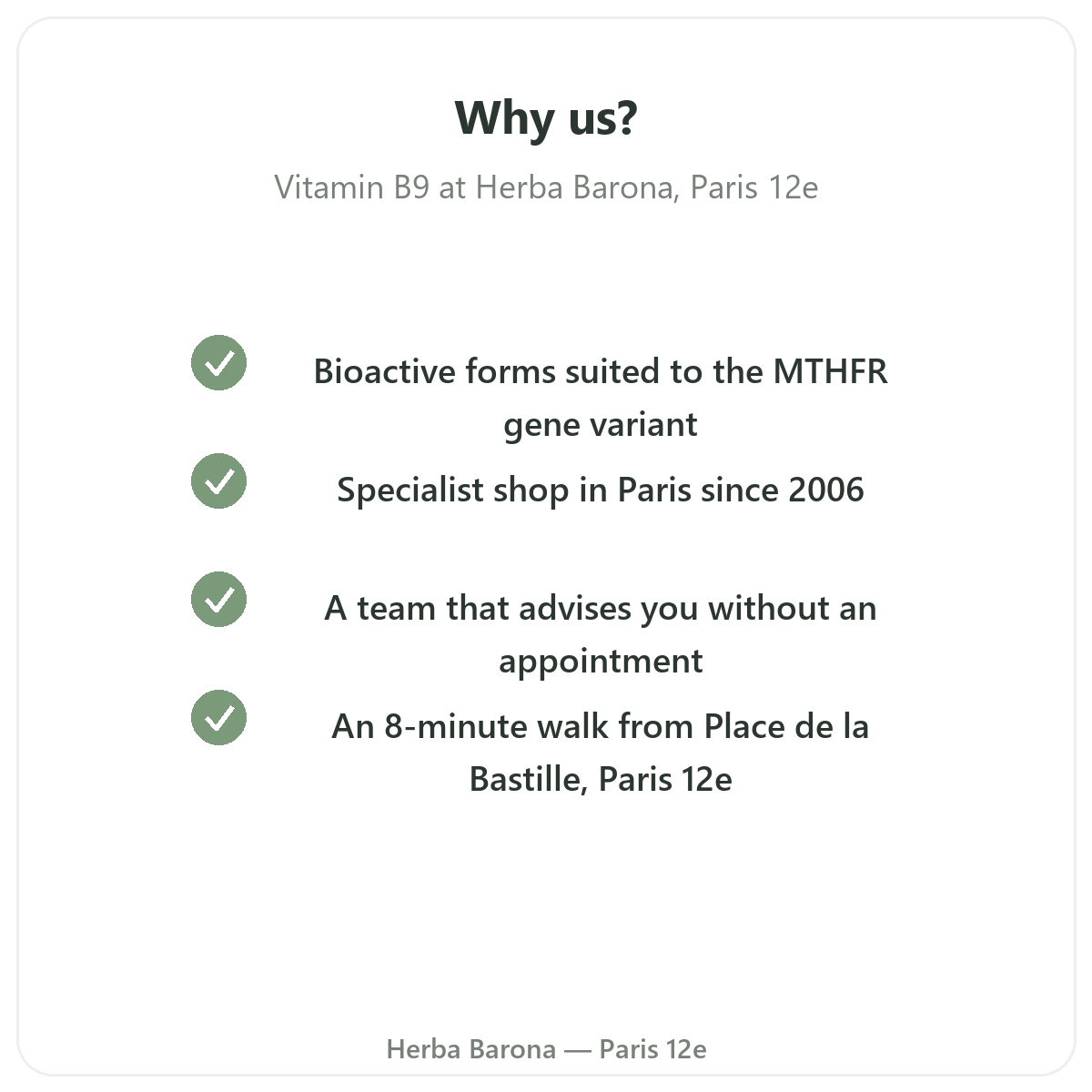 Why buy Vitamin B9 in Paris at Herba Barona Paris 12th