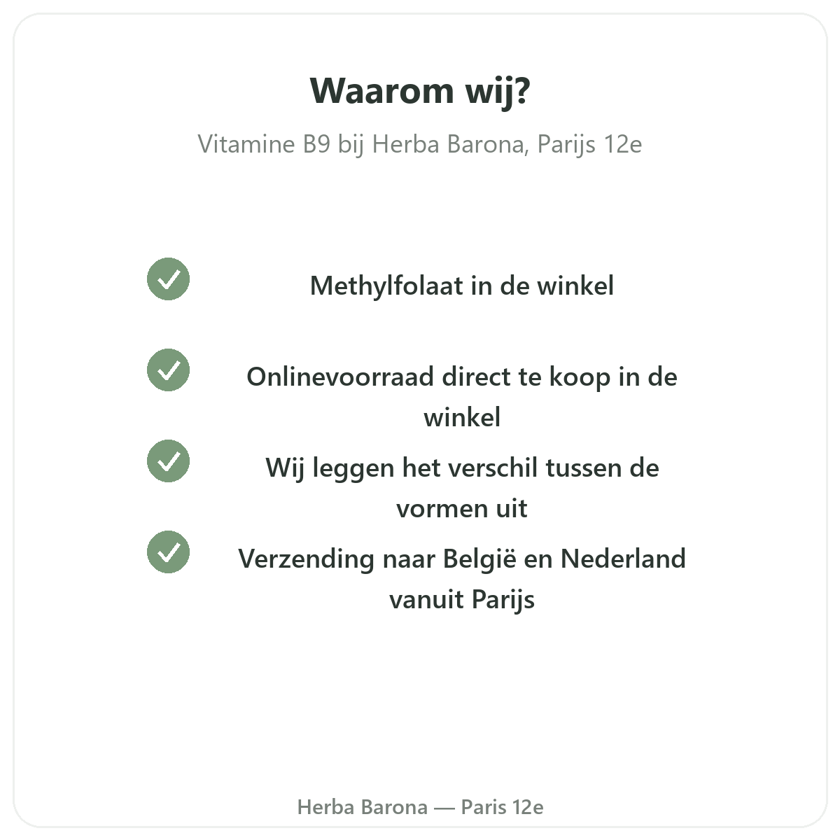 Waarom vitamine B9 kopen in Parijs bij Herba Barona Parijs 12e