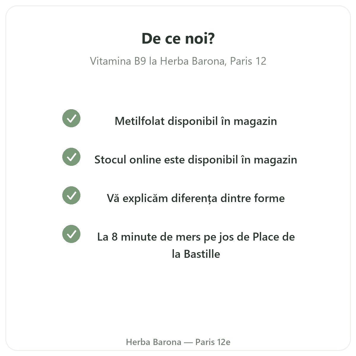 De ce să cumpărați Vitamina B9 Paris de la Paris, la Herba Barona Paris, arondismentul 12