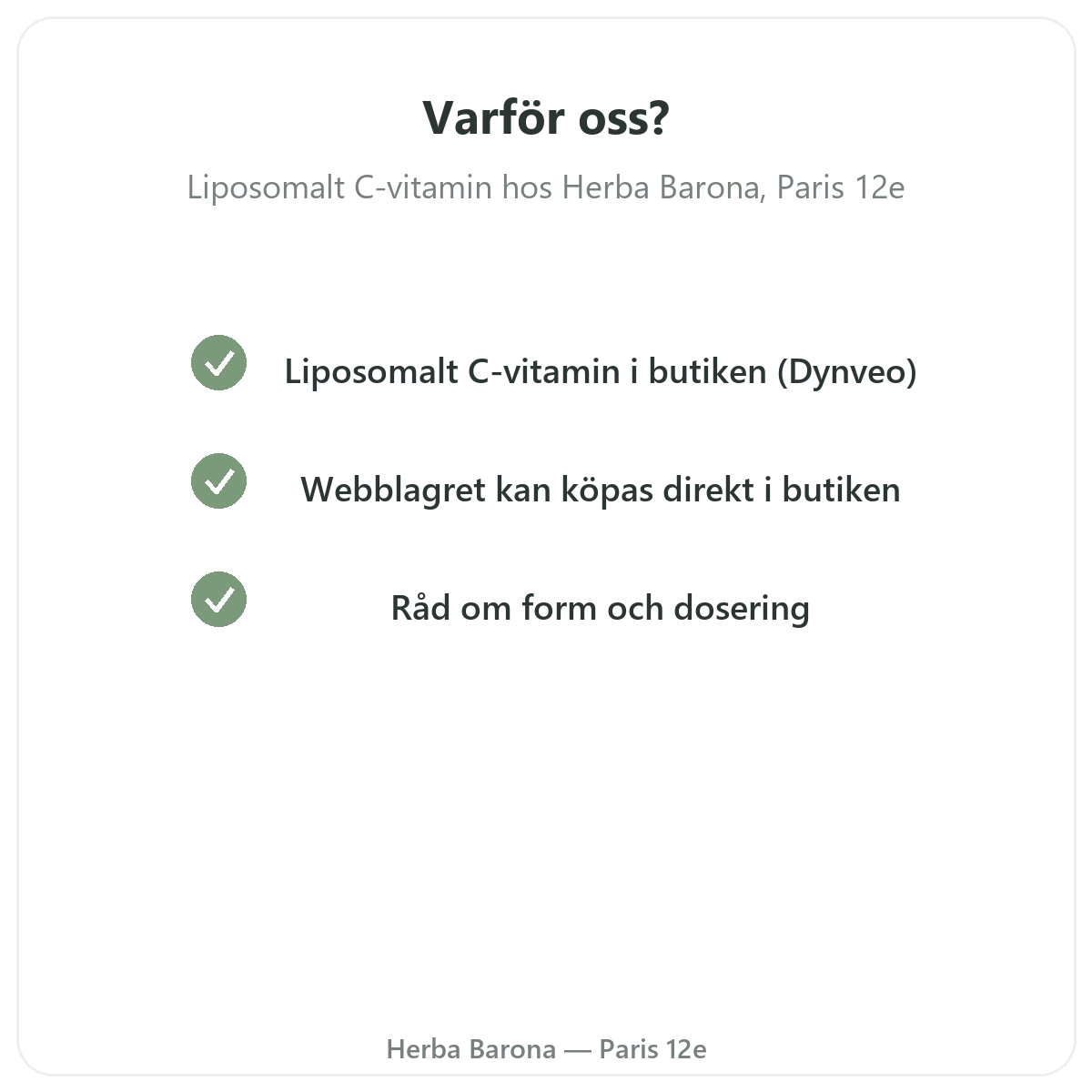 Varför köpa liposomalt C-vitamin i Paris hos Herba Barona Paris 12e