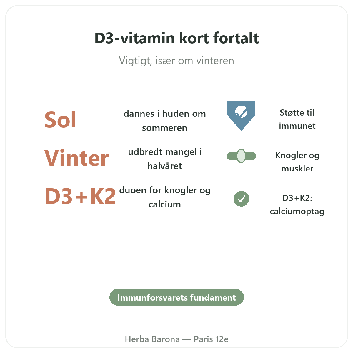 Vitamin D3 K2 Paris Paris kort fortalt - nøgletal hos Herba Barona Paris 12