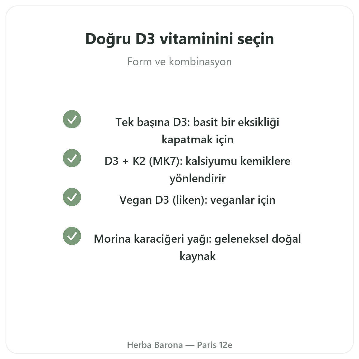 Paris’te D3 K2 Vitamini - Herba Barona Paris 12. bölgede kalite taahhütleri