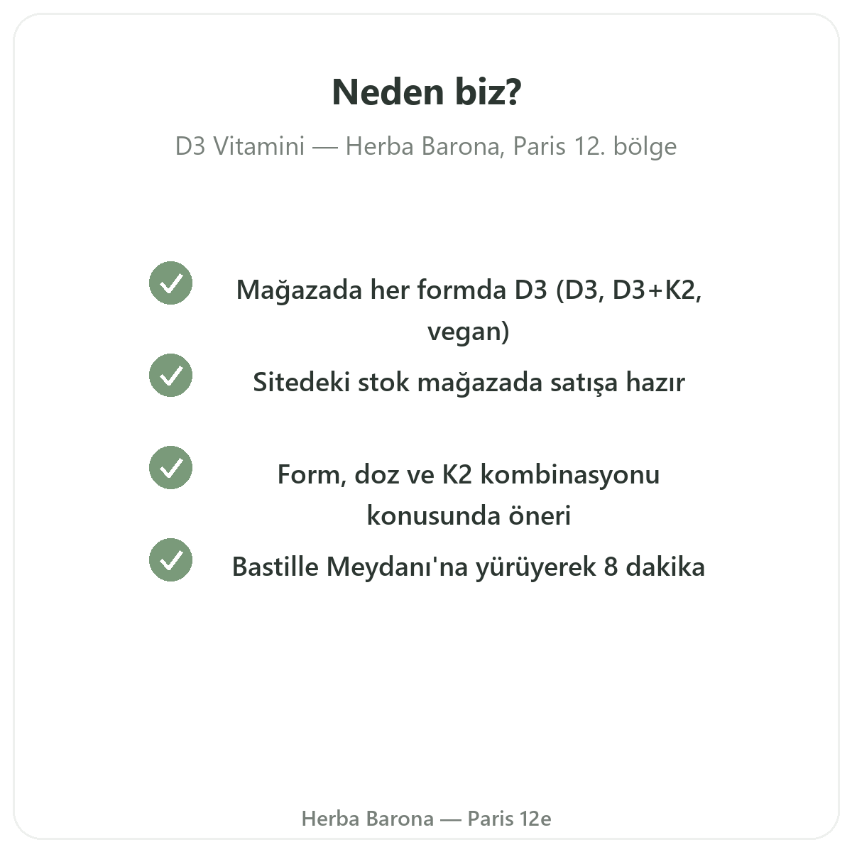 Paris’te D3 K2 Vitamini neden Herba Barona Paris 12. bölgeden satın alınır
