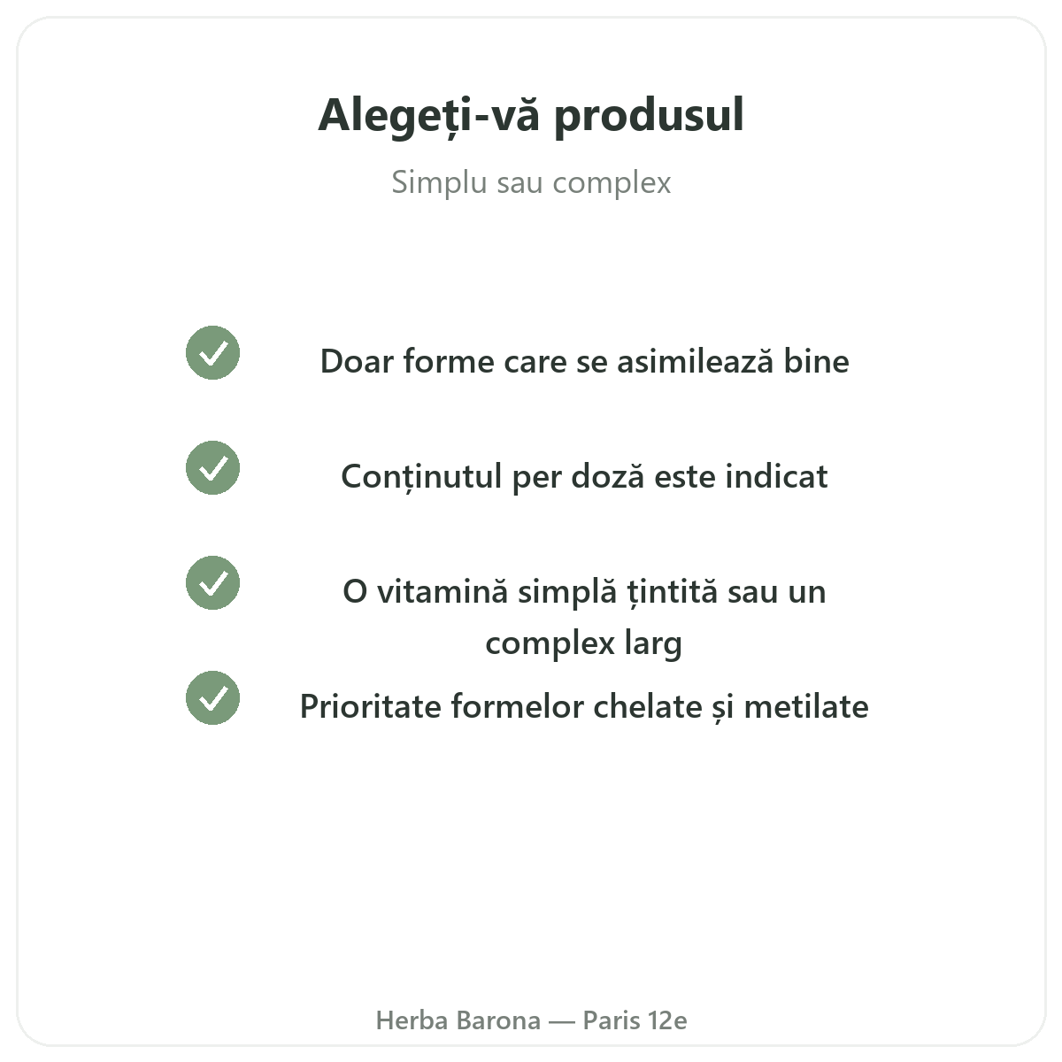 Vitamine minerale Paris - angajamente de calitate la Herba Barona Paris 12e