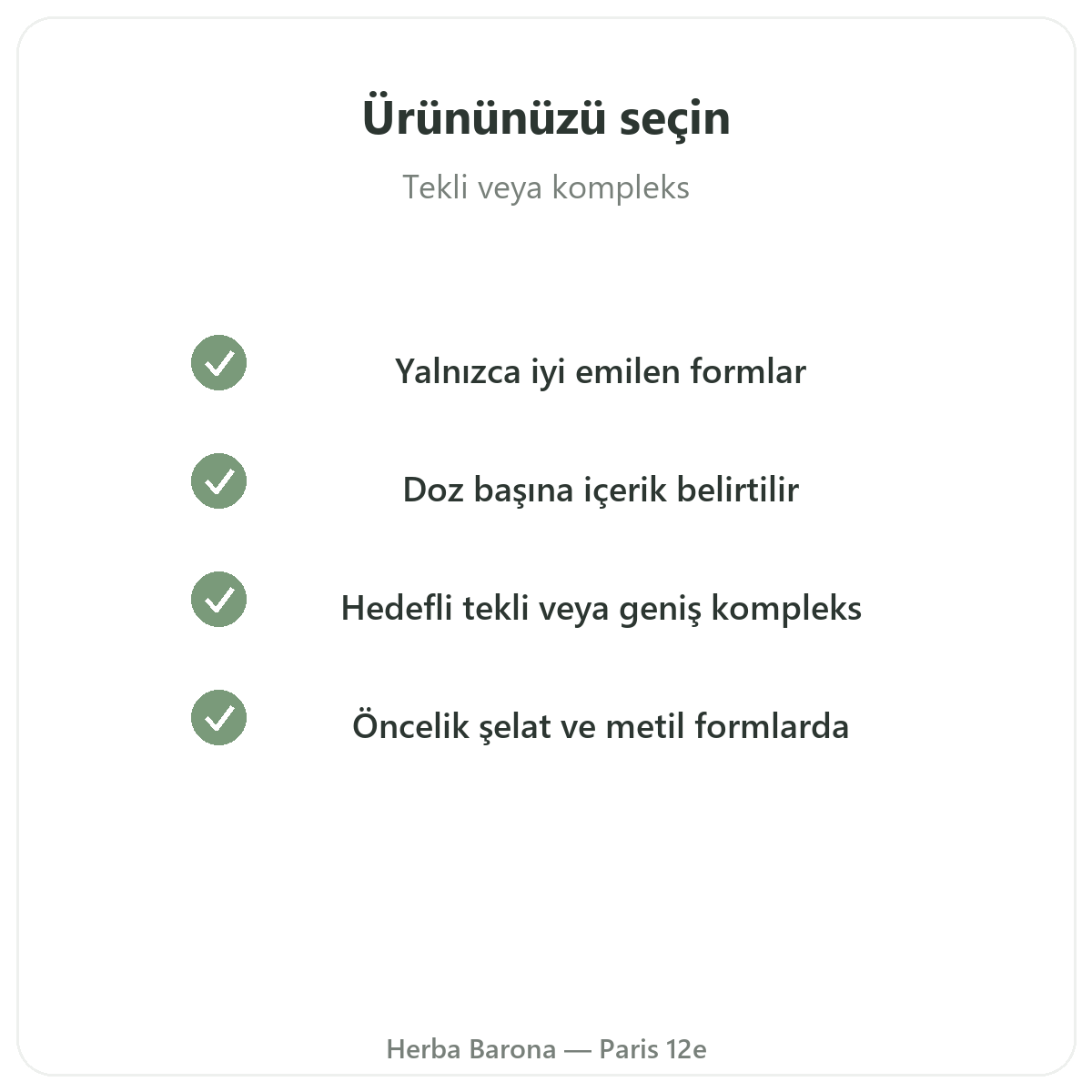 Paris’te Vitaminler ve Mineraller - Herba Barona Paris 12. bölgede kalite taahhütleri