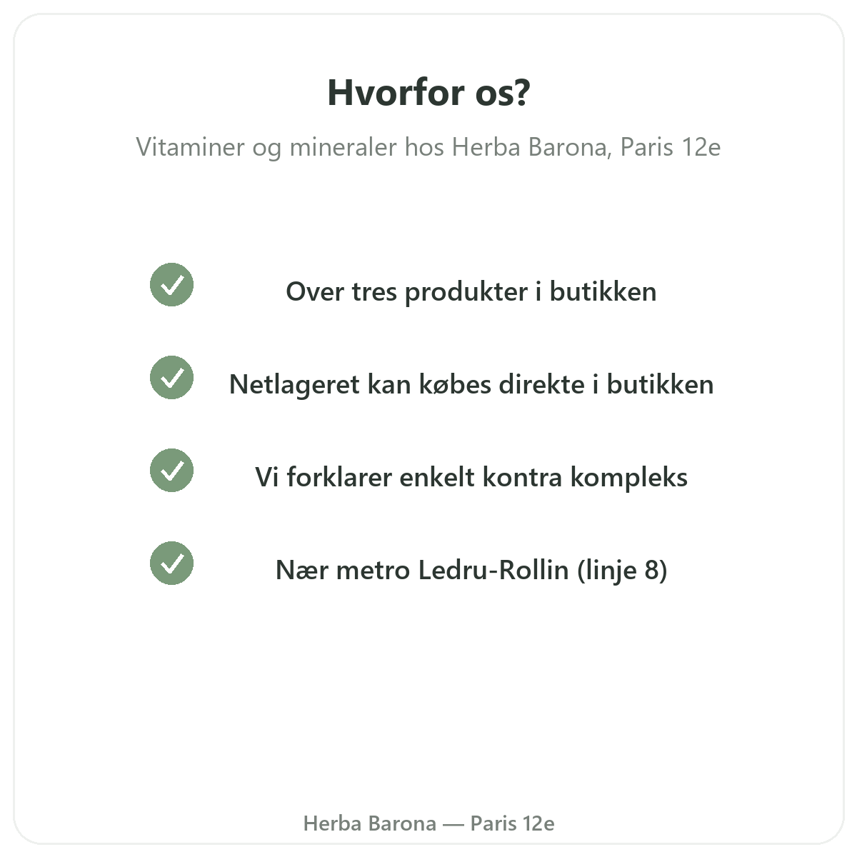 Hvorfor købe Vitaminer mineraler Paris i Paris hos Herba Barona Paris 12