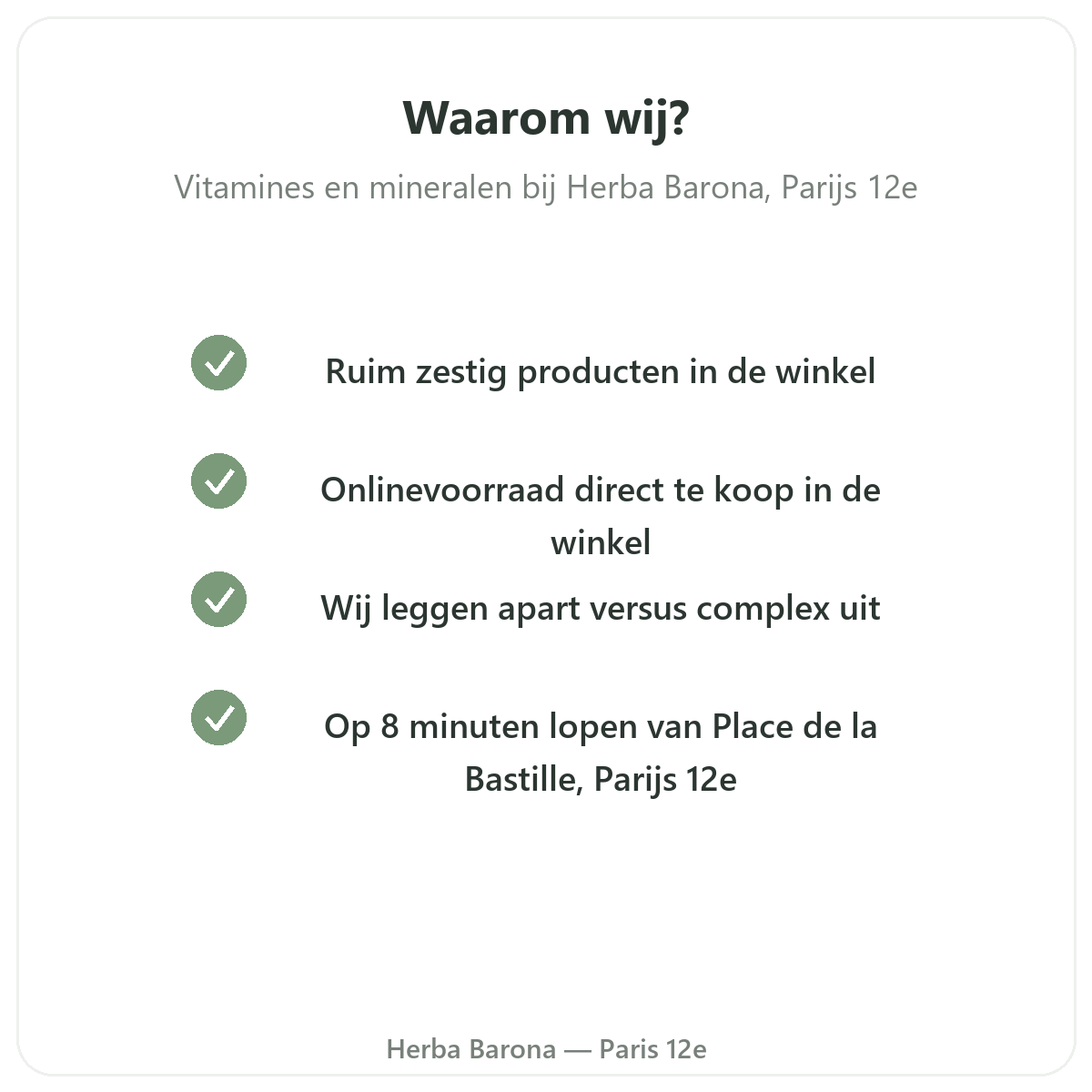 Pourquoi acheter Vitamines mineraux Paris a Paris chez Herba Barona Paris 12e