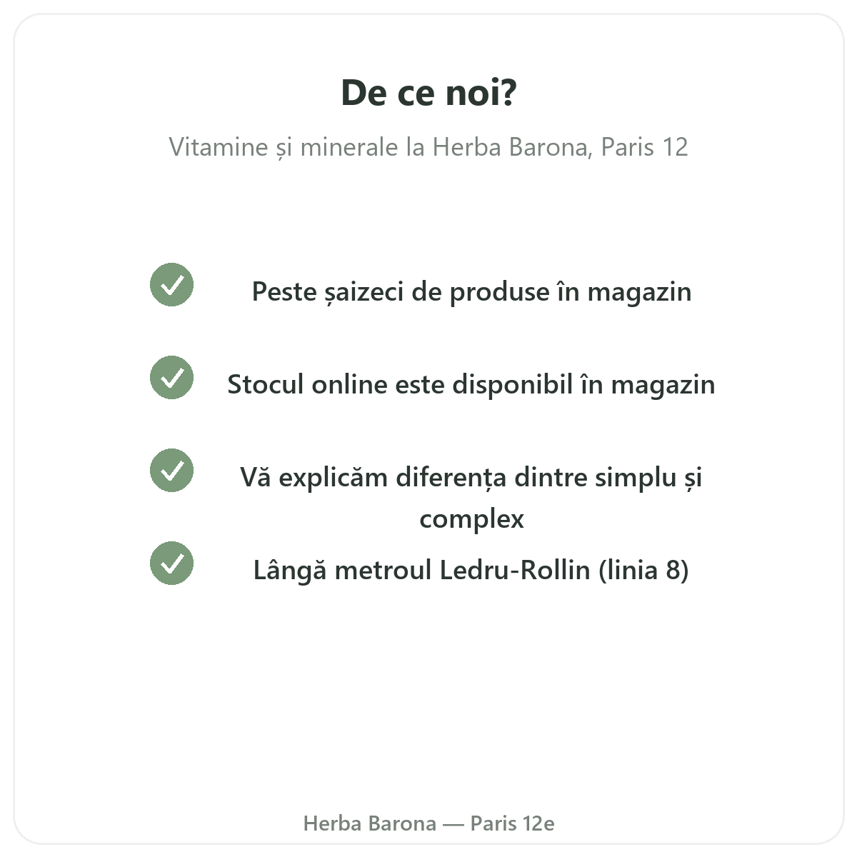 De ce să cumpărați Vitamine minerale Paris la Paris de la Herba Barona Paris 12e